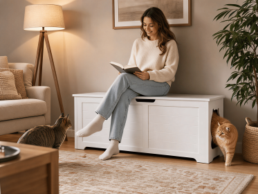 39.4" Top open Cat Litter Box Enclosure Furniture, Cat Washroom, Hidden Litter Box Cover, Cabinet for Large Cat, Dog Proof Cat Litter Boxes